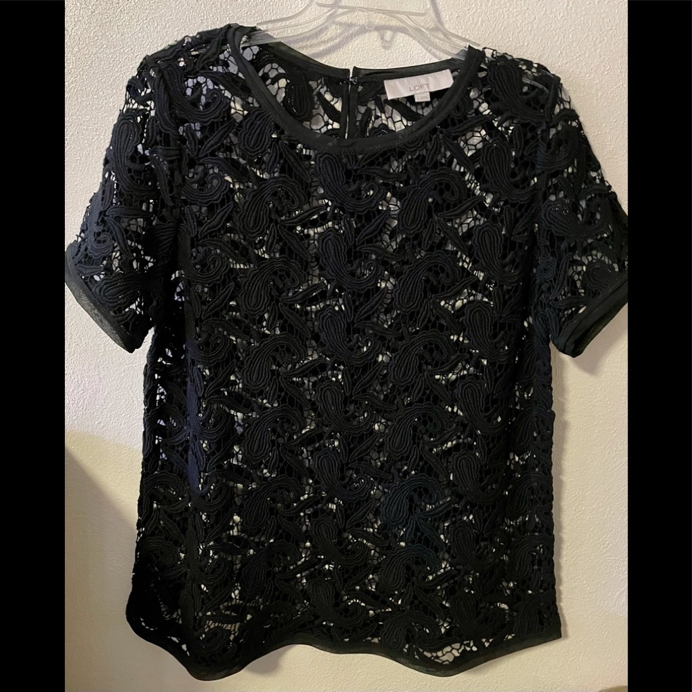 New Loft black lace top